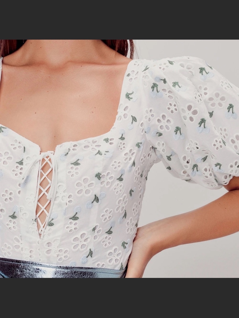 For Love and Lemons Puff Sleeve Bodysuit - Picture 1 of 5